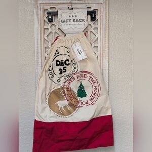New Santa Sack gift bag canvas mail stamp theme large Christmas holidays red